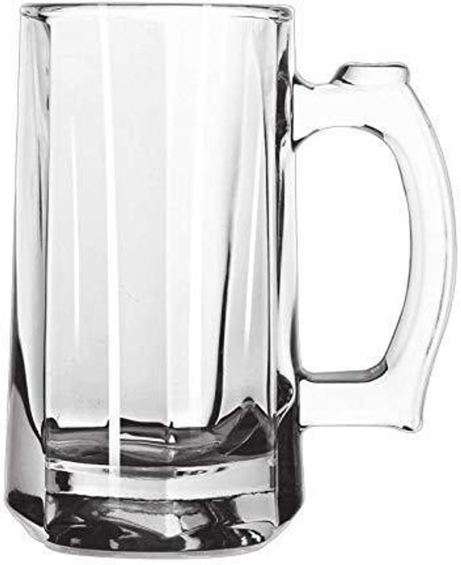 Boriva Stylish Transparent Beer Mug Glass with Premium Handle (410 ml, Glass) (Set of 1) Glass Beer Mug(410 ml, Glass, Clear)