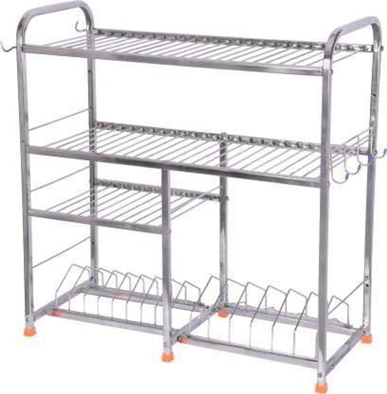 USAENTERPRISES Utensil Kitchen Rack Steel 4 Layer 24 x 24 inch Kitchen Dish Rack/Kitchen Utensils Rack/Modern Kitchen Storage Rack/Kitchen Organizer