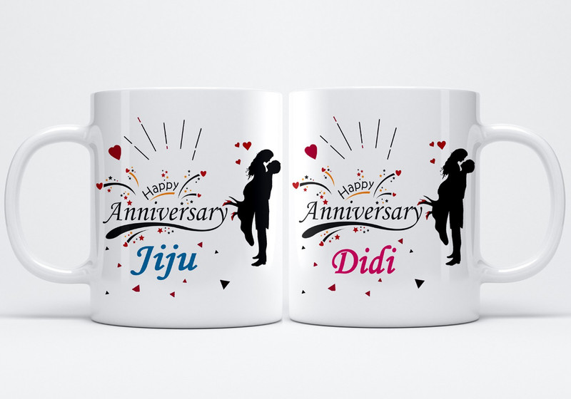 MM9E Gifts Happy Anniversary "Didi & Jiju" Classic Stylish Coffee Best Gift For Husband , Wife , Lovers , Valentine's day , Anniversary Gift Ceramic Coffee Mug(330 ml, Pack of 2)
