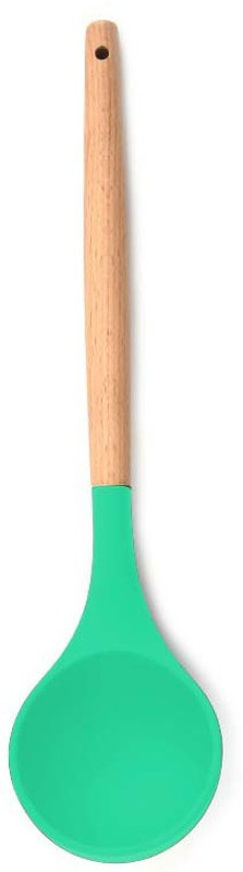 Flipkart SmartBuy Soup Ladle Wooden Handle Silicone, Green Non-Stick Spatula(Pack of 1)