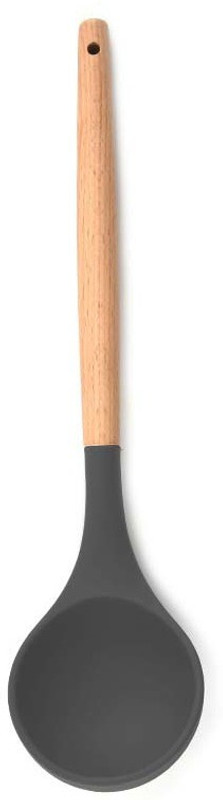 Woodtula Silicone Soup Ladle Spatula Cookware, Grey Pack of 1 Wooden Spatula(Pack of 1)