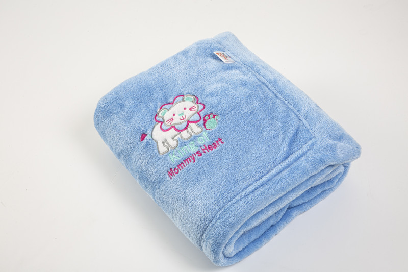 NAMAN Self Design Crib Hooded Baby Blanket for  AC Room(Fur, Blue)