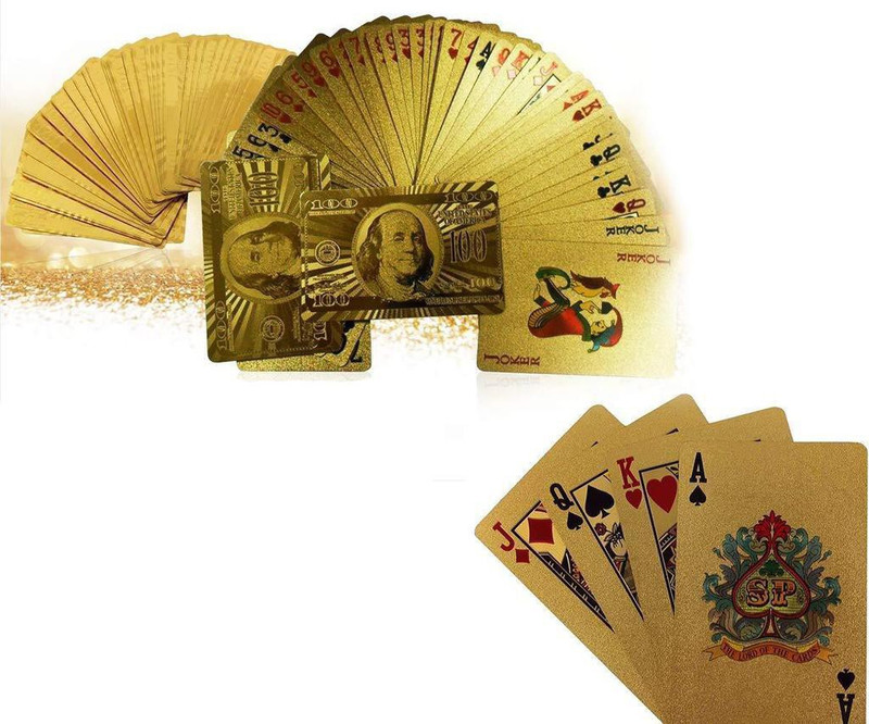 Bastex Premium Quality Fancy & Durable Gold Playing Cards Gold 24K Gold Plated Standard Sized Playing Cards, Full Set of 52 Cards(Golden)