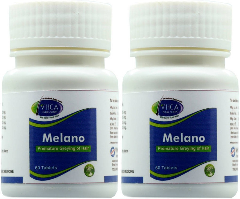 VHCA Ayurvedic Hair Growth Tablets | Hair Fall Tablets | Tablets for Hair Growth for Grey Hair, Hair Loss | Melano Tablets (1 x 60 Tablets)(60 Tablets)