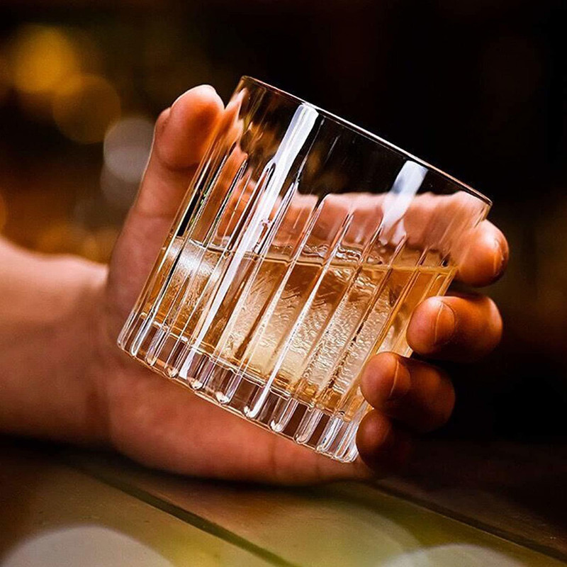 INYSKA (Pack of 4) Whiskey Crystal Rocks Glasses with Heavy Base and Non-Lead Crystal Barware Glasses for Vodka Bourbon Gin Whisky Scotch Cocktail Drinks Liquor 300 ML Transparent (Pack of 4) Glass Set Whisky Glass(300 ml, Glass, Clear)