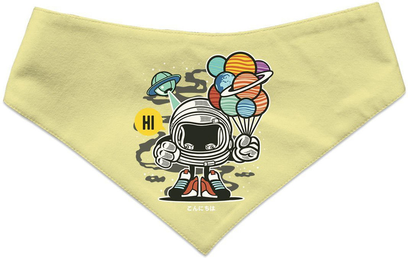 RUSE Bandana for Dog, Cat(Reversible Dog Bandana Gift From Outer Space Printed Cotton Salmon and Chocolate Waffle Check /Dog Scarf/Dog Gift Adjustable Snap Button for Dogs/Small)