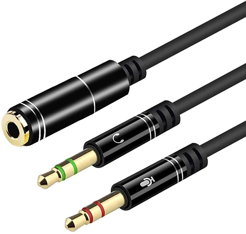 RiaTech Black 3.5mm 2 M to 1 F Splitter Adapter Phone Converter(Android)