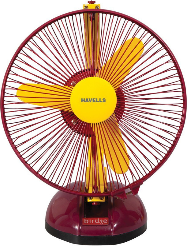 HAVELLS 230 MM BIRDIE PERSONAL YELLOW MR FAN with 2 Year Warranty Table Fan(Yellow Maroon | Pack of 1)