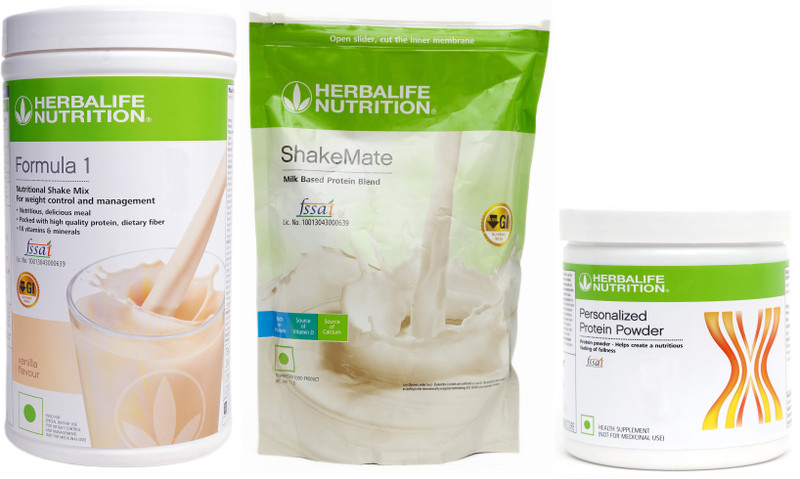 HERBALIFE COMBO OF FORMULA 1 NUTRITIONAL SHAKE MIX + PERSONALIZED PROTEIN POWDER + SHAKEMATE Nutrition Drink(1200 g, Vanilla Flavored)