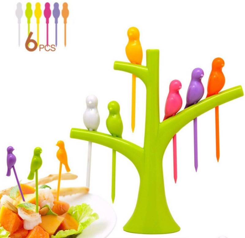 GRR bird fork tree fancy bird fork attractive on table and ideal fork for eating fruits (Pack of 1) Fancy Fork tree shape holder rack Party home decor cutlery set fork set for kids fork set with stand forks set fork for babies Plastic Serving Fork