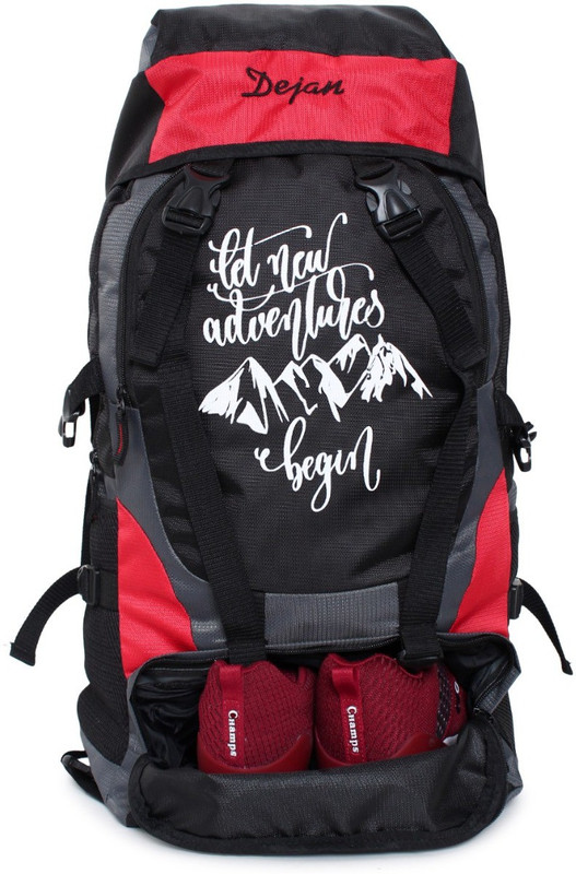 Dejan TRAVEL BACKPACK FOR OUTDOOR SPORT HIKING TREKKING BAG CAMPING Water Resistance Travel Bag With Shoe Compartment Rucksack Rucksack - 55 L Rucksack  - 55 L(Red, Black)
