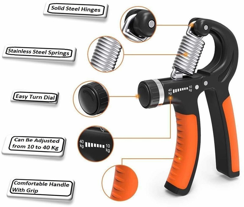 Fitnesstricks Adjustable Hand Grip Adjustable Hand Grip Strengthener with Stainless Steel Spring Hand Grip/Fitness Grip(Multicolor)