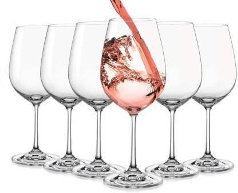 Sitaram Creation (Pack of 6) (Pack of 6) crystal clear wine glass for party set of 6 Glass (350 ml, Glass) Glass Set Wine Glass(350 ml, Glass, Clear)