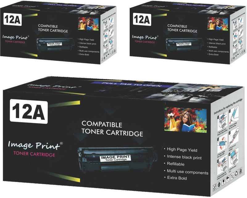 IMAGE PRINT Image print 12A for Q2612A Toner Cartridge for HP Laserjet 1020,M1005,1018,1010,1012,1015,1020 Plus,1022,3015,3020,3030,3050,3050Z,3052,3055 (Pack of 3) Black Ink Toner