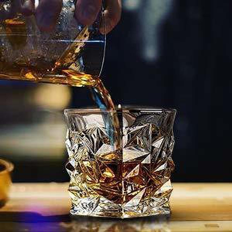 UPSCALE TRADERS 4 Crystal Cut Whiskey Glasses 300ml Glass Whisky Glass(300 ml, Glass, White)