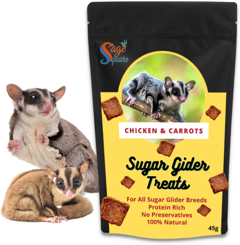 Sage Square Chicken & Carrot Sugar Glider Treat, Crunchy Protein Rich Snack, 45g Chicken Hamster Treat(45 g)