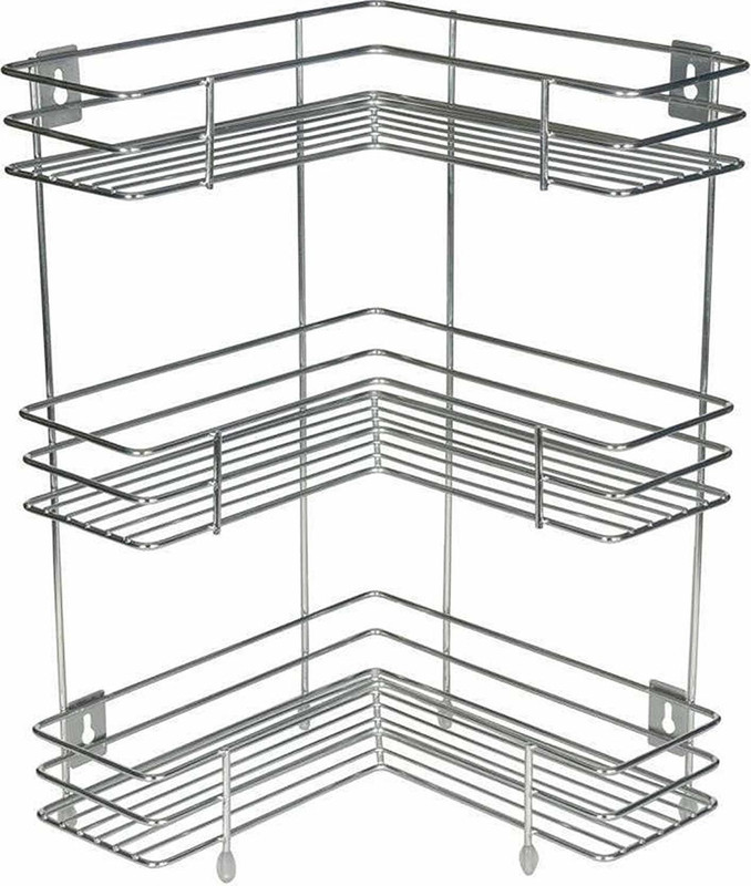 AKHAND SALES Fruits/Vegetables Kitchen Rack Steel Stainless Steel 3 Layer L-Shape Corner Stand for kitchen Rack Utensil Kitchen Rack