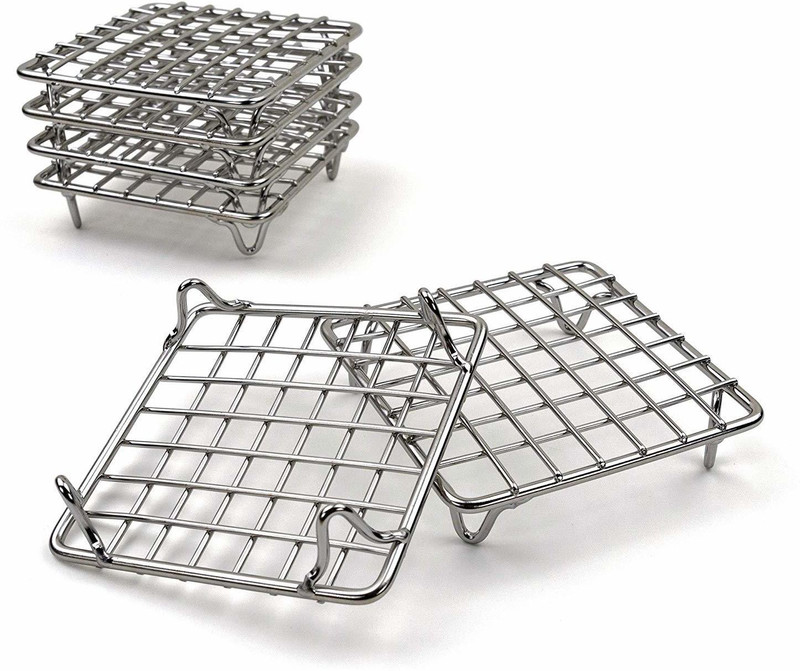 Indian Decor 31225 Cooling Baking Rack 4" Size, Set of 6 Stainless Steel Wire Racks for Baking Cookies Cakes - Metal Trivet Stand for Cooking with Pots, Pans, Hot Dishes - Chrome 4 Slice Toast Rack(Stainless Steel)