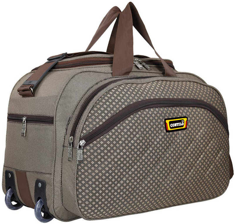 Contilo 55 Liters Heavy Dutty Travel Luggage Bag Travel Duffel Bag - Brown(Brown, Wheeler)