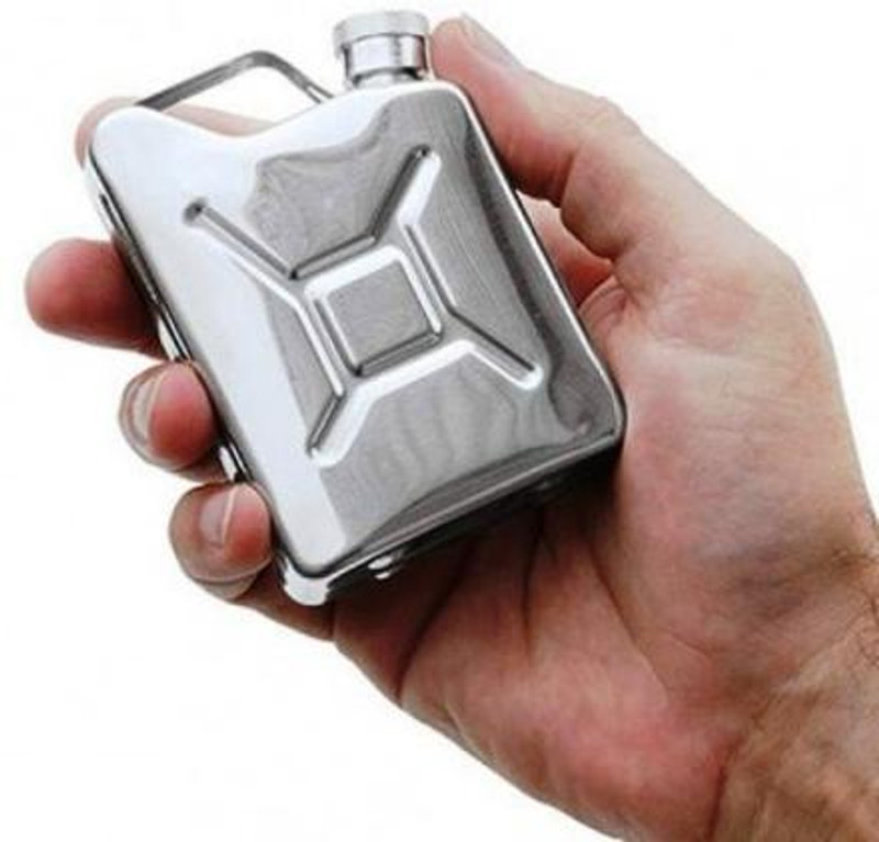 Explorer Silver Color Stainless Steel Jerry Can Shaped Hip Flask w 1 Funnel Stainless Steel Hip Flask(170 ml)