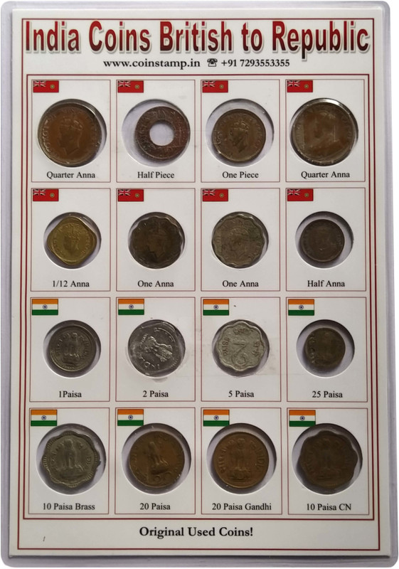 Coins & Stamps Coins and Stamps British India and Republic India Coins set of 16 Coins Medieval Coin Collection(16 Coins)