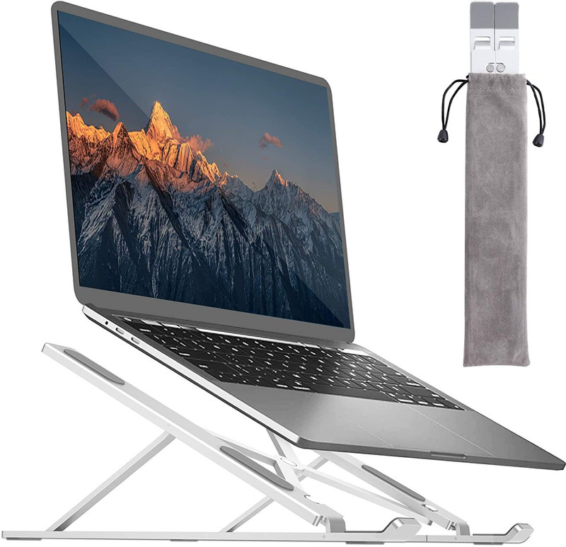 TAPUJI Laptop Stand for Desk, Portable Laptop Stand Adjustable Height, Foldable Laptop Holder, Non-Slip Aluminum MacBook Computer Stand 9 Angles Anti-Slip Laptop Riser Compatible with 7-17 inch Laptops Aluminium Desk Stand Rotatable Laptop Stand with Adjustable Height Compatible with 40 - 44cm Lapto