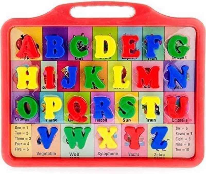 Dherik Tradworld Educational Alphabet Slate 2 in 1 to Learn Pictures, spellings & Alphabets Along with Green Writing Board and Chalk in Multi Color for Kids(Multicolor)