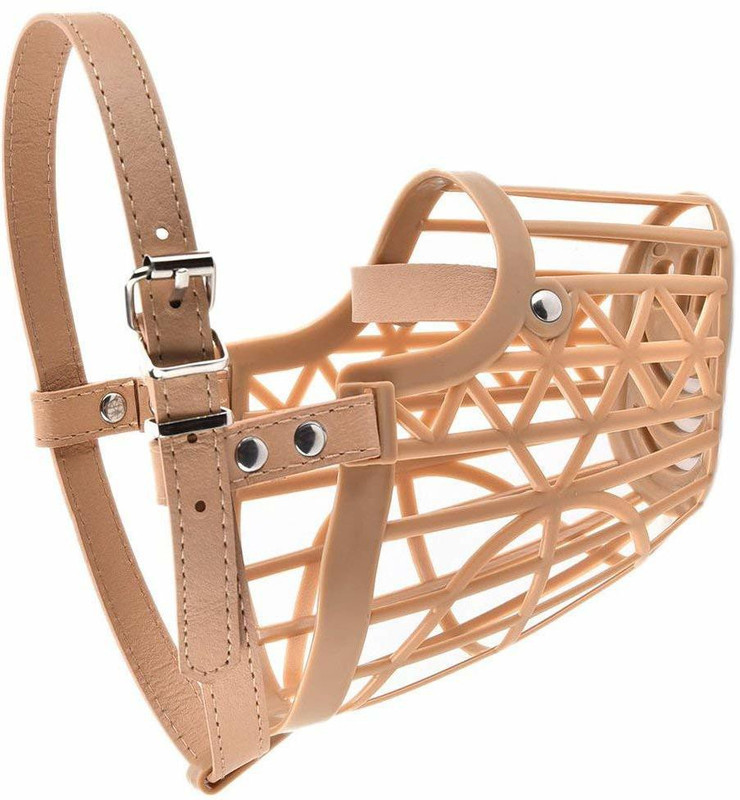 PetCeptual Extra Small Strips Dog Muzzle(Beige)