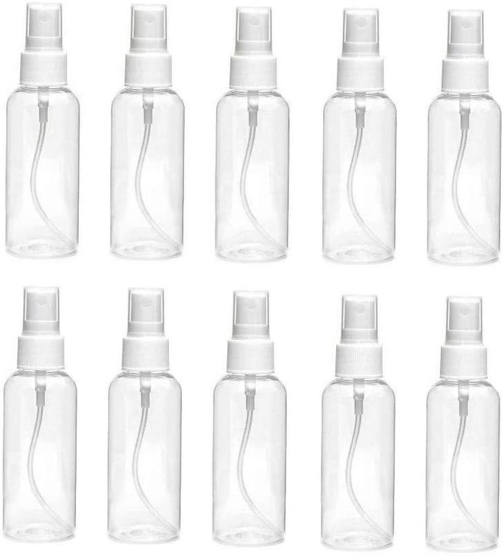Reveknow 50ml Plastic Empty Spray Bottle Refillable for Sanitizer 10 pieces 50 ml Plastic Spray Bottle(Pack of 10, White)