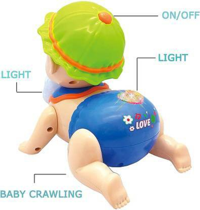 TrueBucks High Quality Electric voice lightning crawling baby fun simulation baby cartoon toy Non-Toxic Learning & Educational Walking Baby Toy (Multicolor)(Multicolor)