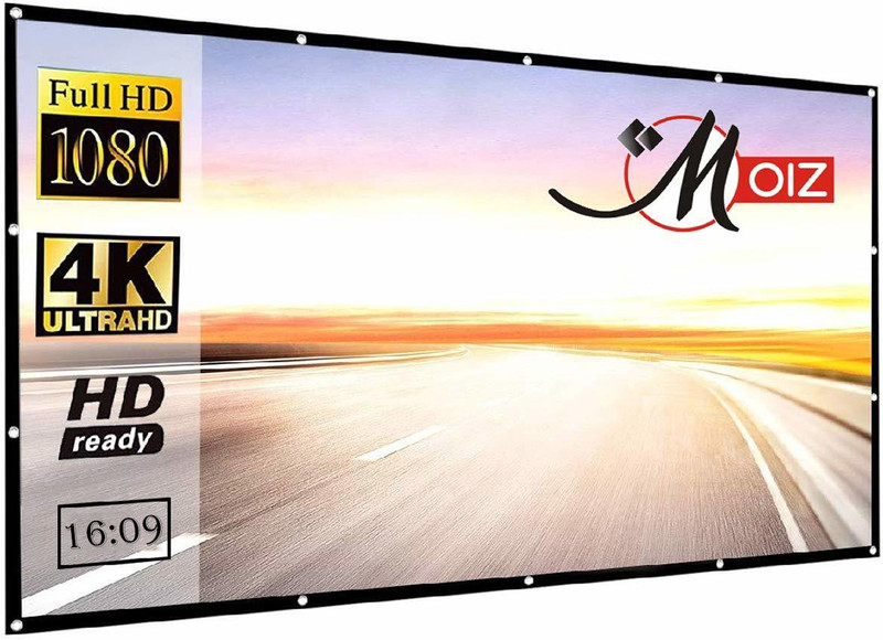 Moiz 106" Inch Projector Screen Upgraded inch 16:9 HD Portable Eyelet Screen Premium Indoor Outdoor Anti-Crease Projection (92.5" Inch (W) x 52" Inch (H) - 106" Inch Diagonal) Projector Screen (Width 243 cm x 137 cm Height)