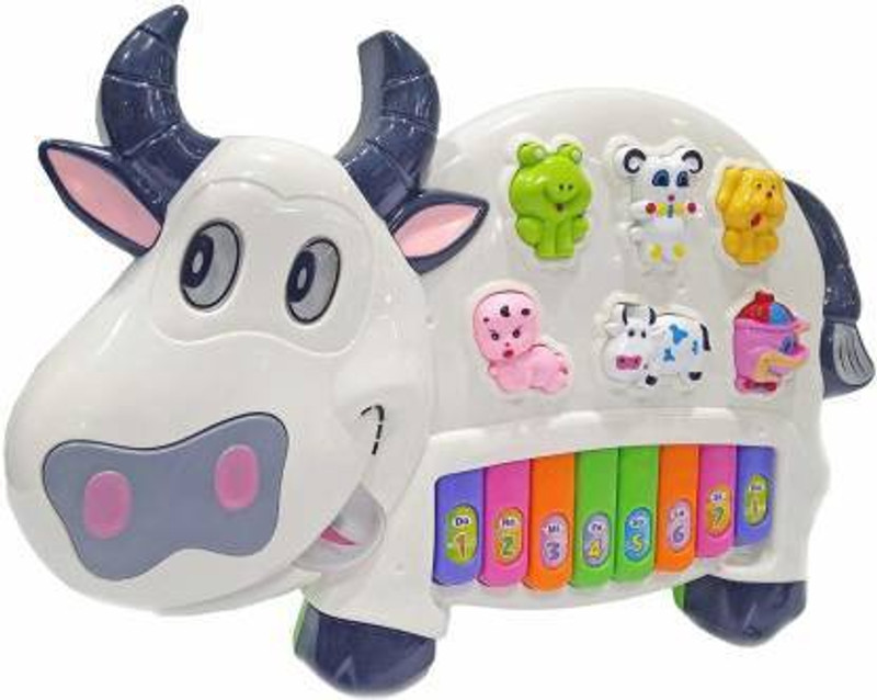 jmv Cow Piano Musical Organ Set with 3 Lights features.(White)