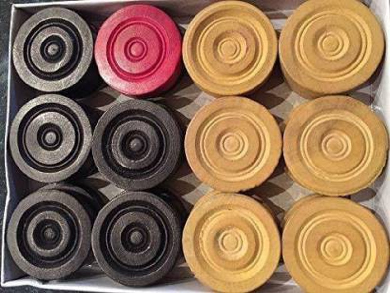 KBM shinny and glossy wooden coins Carrom Pawns(Pack of 24)