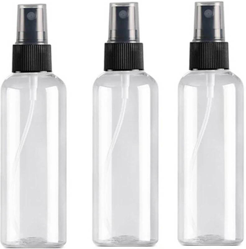 mastBus 3ps Black Spray 50ml Clear Empty Bottle Pump Sanitizer, Oil ,Water 50 ml PET, Plastic Spray Bottle(Pack of 3, Clear)