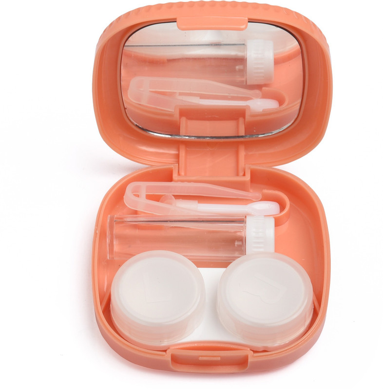 VIVID Contact Lens Container Kit with Mirror,Tweezer,Solution Bottle , -LC-3025C-Peach(Pack of: 1)