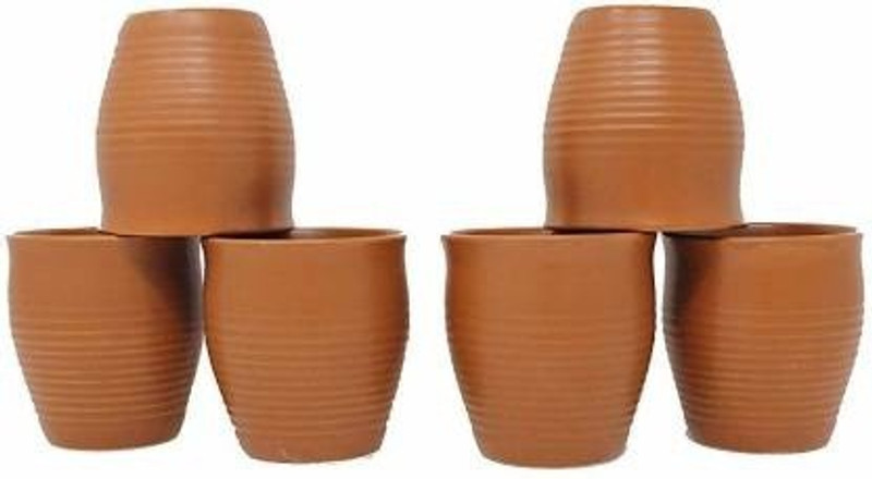 Anju Enterprises Pack of 6 Bone China Kullad Chai Cup Morning Tea Cup Set of 6 cups (Brown)(Brown, Cup Set)