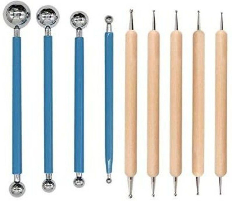 Batricher Dotting Tools Set, 9 Pieces Dotting Sculpting Modeling Tools For Mandala Rock Painting, Pottery Clay Craft(Multicolor)