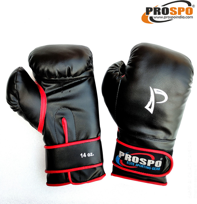 PROSPO Boxing Gloves with Laces and with Velcro,Glove and Handwrap Combo Size 8oz Boxing Gloves(Black)