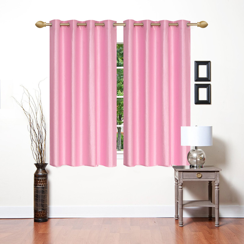 Home Edge 153 cm (5 ft) Window Polyester Curtain (Pack Of 2)(Baby Pink, Plain)