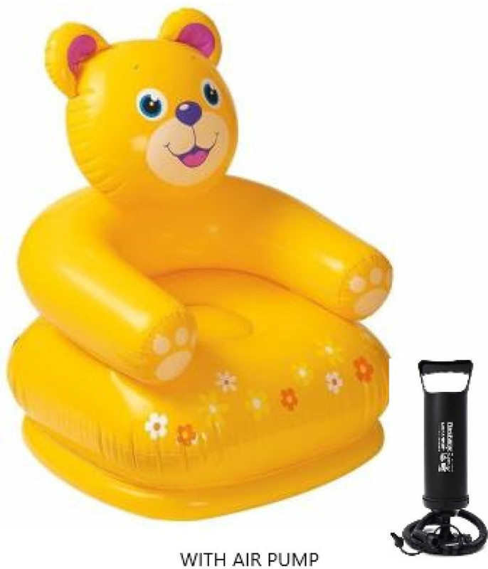 YOUNG STAR KIDS STARS AGE 0-5YEARS FAMUS TEDDY CHAIR WITH THREE VALVE HEAVY DUTY AIR PUMP. Inflatable Sofa/ Chair(Multicolor)