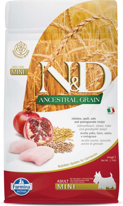 Farmina N&D Ancestral Grain - Chicken & Pomegranate - Dog Dry Food - Adult - Mini Breed Chicken 2.5 kg Dry Adult Dog Food