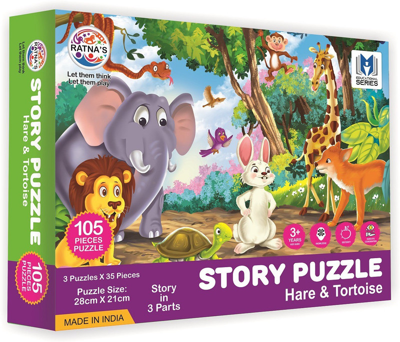 Ratnas STORY JIGSAW HARE AND TORTOISE(105 Pieces)