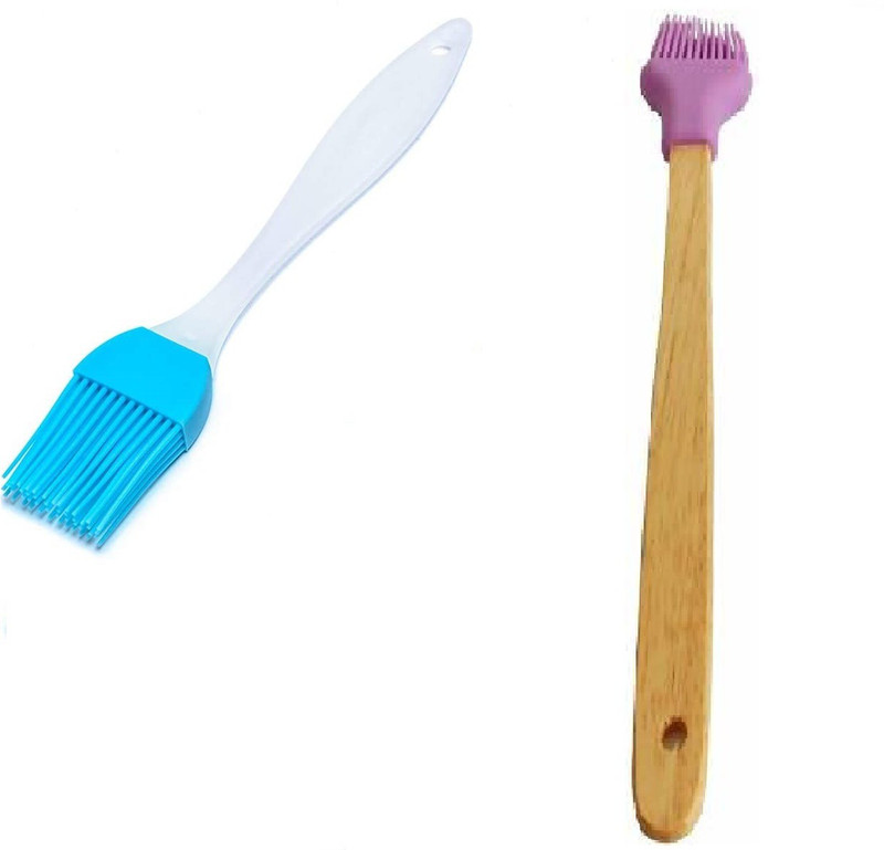 Daily Fest Large Silicone Heat Resistant Pastry Basting BBQ Brush Oil Brush-Perfect for Cakes,Marinating Meat,Steaks and Pastries-Set of 2 (10.2"&6.7") Silicone Flat Pastry Brush(Pack of 2)