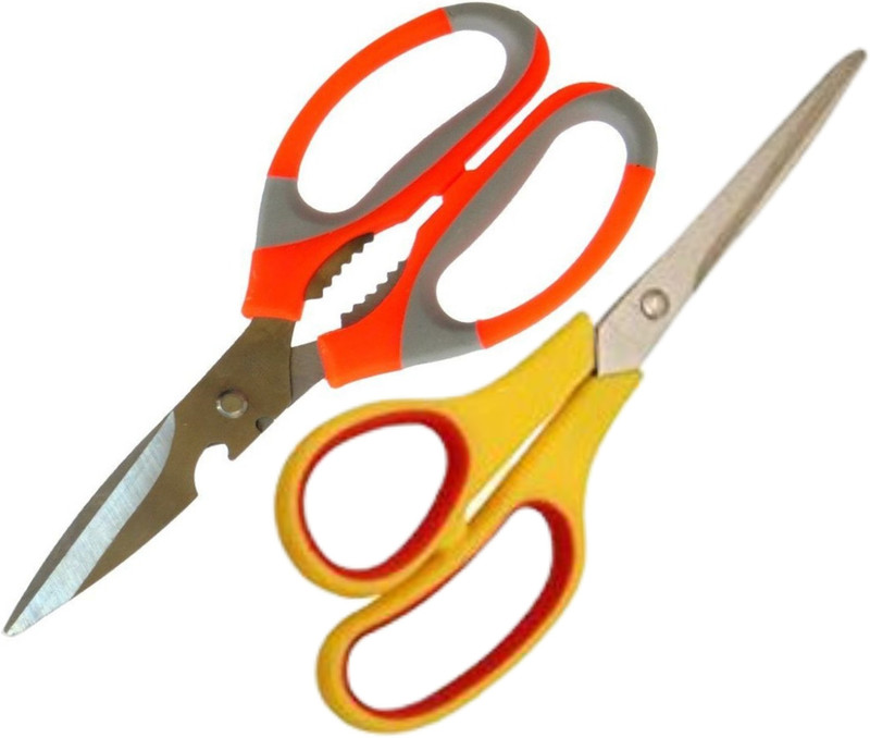Upyukat Premium Quality Light Weight, Multipurpose Scissor/ Kitchen Shears, Sharp Stainless Steel Blades, Easy to Clean Non-Stick Coating, Ergonomic Handles, Best for Kitchen, Cloth, Craft and Gardening - Set of 2 Scissors (8" Long) Scissors(Set of 2, Multicolor)