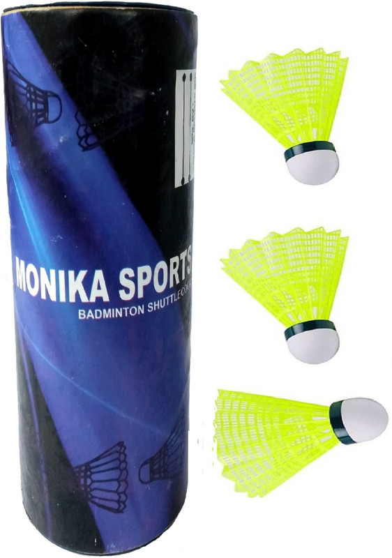 Monika Sports Gs 301 Plastic Shuttle Nylon Shuttle - Green(Medium, 77, Pack of 3)