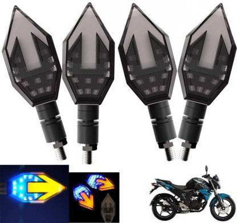 QUIRKY ZONE Front, Rear LED Indicator Light for Yamaha FZ16, Universal For Bike(Yellow, Blue)