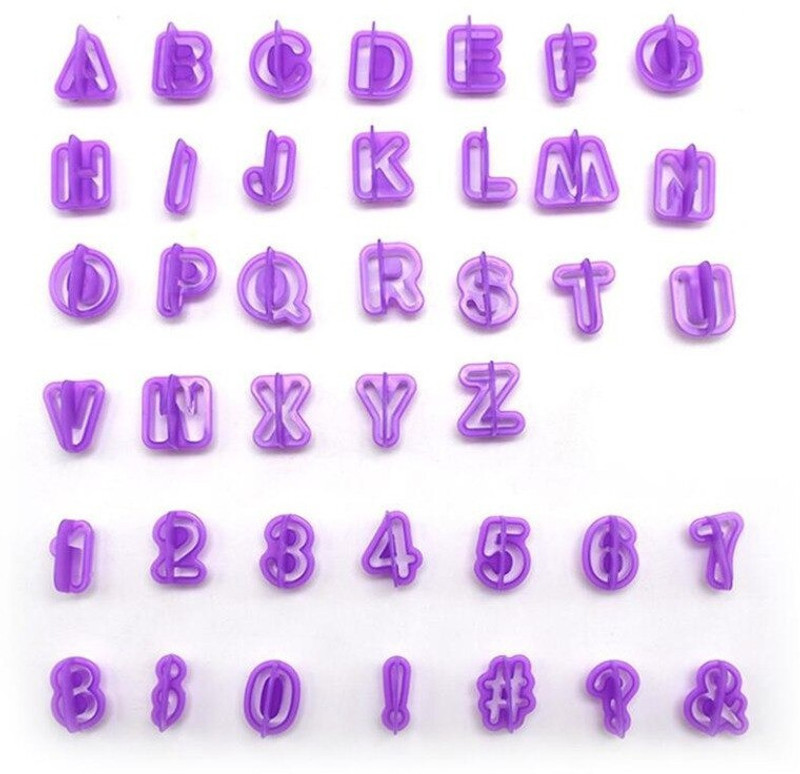 JAMBOREE 40PCs Plastic Alphabet Letter Number Fondant Cake Biscuit Baking Mould Cookie Cutters and Stamps Cake DIY Alphabet Mold Tools Cookie Cutter(Pack of 40)