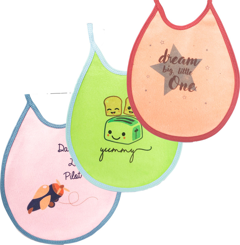 Klarishu Feeding bib apron - Super Soft Pure Cotton, water Proof, Machin Wash for baby(Blue, Green, Pink)