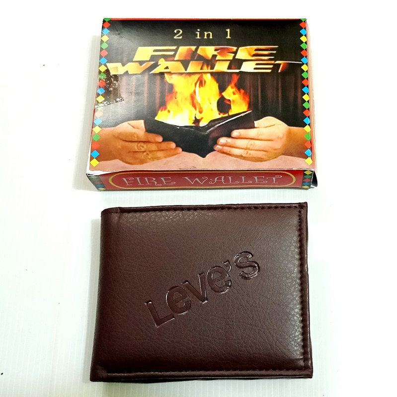 A SARKAR MAGIC WORLD FIRE WALLET MAGIC / FIRE MONEY BAG MAGIC / FIRE PURSE GAG ,MAGIC TOY Gag Toy(Brown)