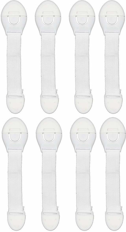 Mopslik Baby Proofing Child Safety Strap Lock for Drawers,Fridge,Cupbiards Etc. White Colur (Pack of 8)(White)